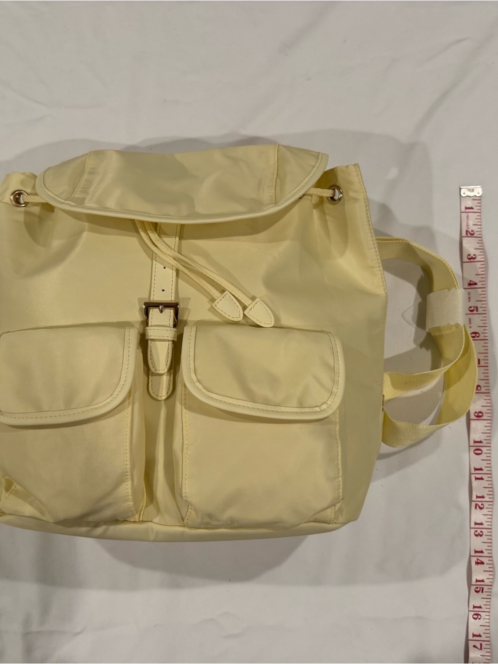 NWT Year of Ours Pastel Butter Yellow Nylon Drawstring Backpack